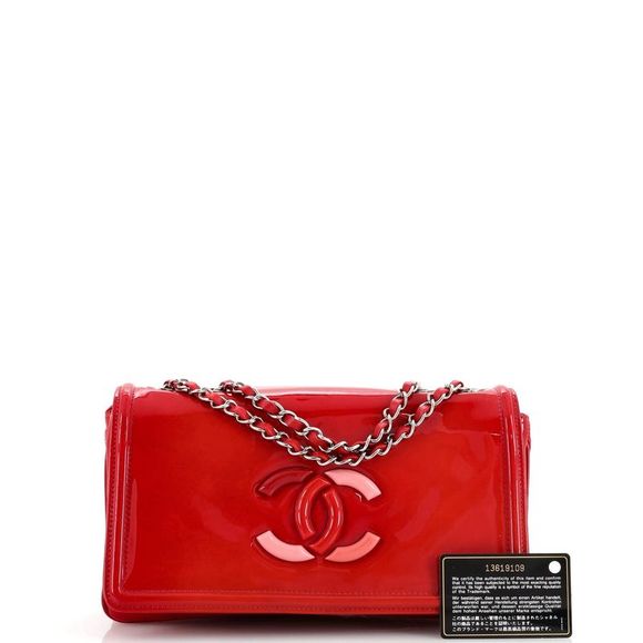 Chanel Lipstick Flap Bag Patent Vinyl Small Red - Picture 2 of 7